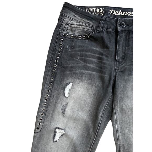 REWASH Womens Size 7 Stonewashed Gray Vintage Reunion Low Rise Ripped Goth Jeans - Picture 5 of 11